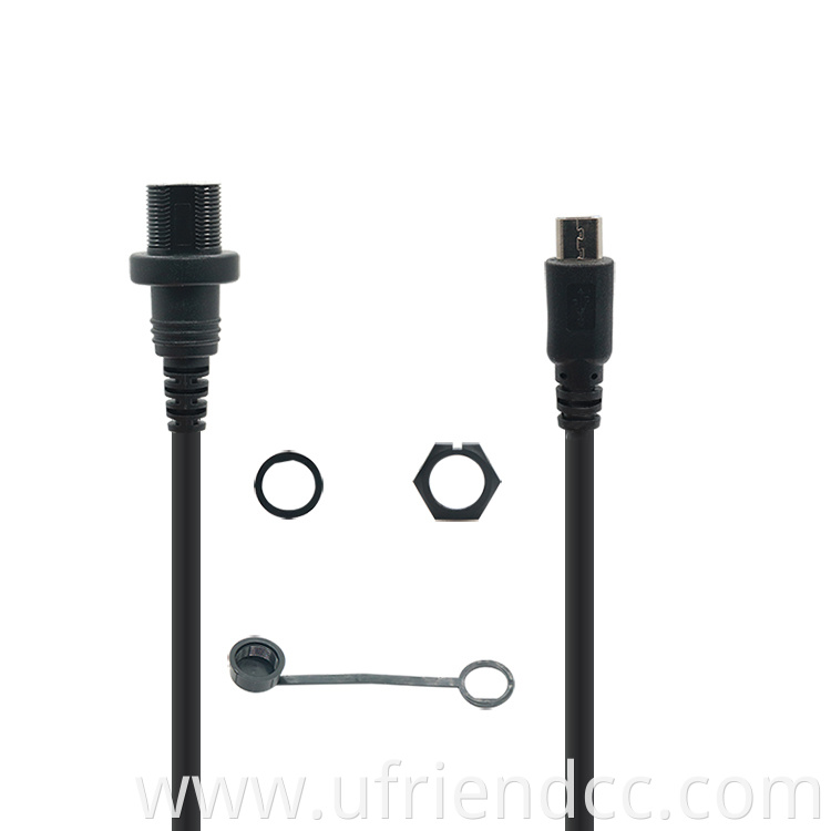 Bofan High Quality IP67 IP68 waterproof male to female panel mount micro b 5 pin usb female cable